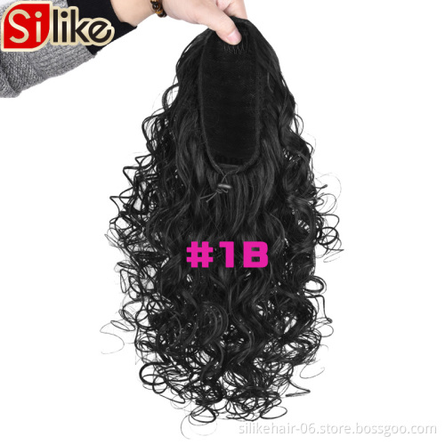 Drawstring Ponytail 18" Puff  Afro Kinky Curly  Synthetic Clip In Extensions  Water Wave  Drawstring Ponytail Hair Extensions